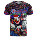 Merry Christmas Sydney Roosters T Shirt Aboriginal Santa Rugby Mascot - Tricolours