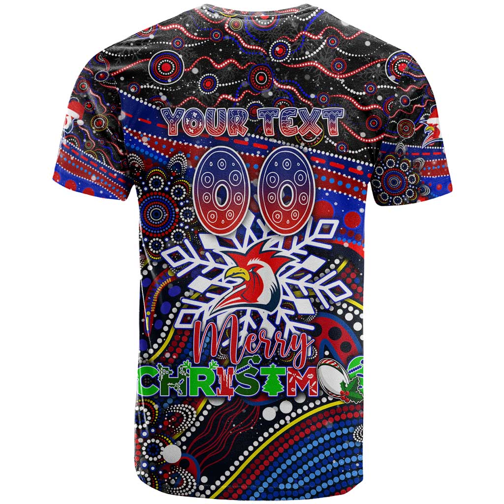 Merry Christmas Sydney Roosters T Shirt Aboriginal Santa Rugby Mascot - Tricolours