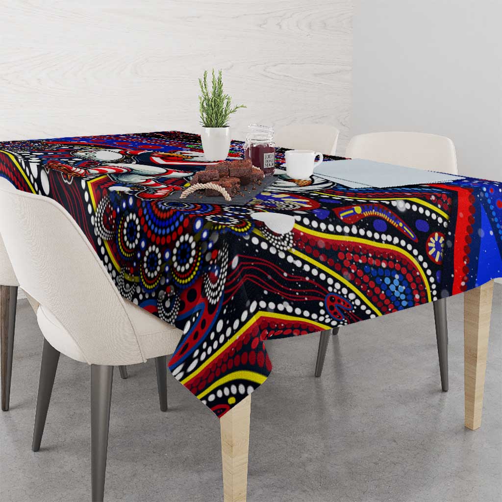 Merry Christmas Sydney Roosters Tablecloth Aboriginal Santa Rugby Mascot - Tricolours