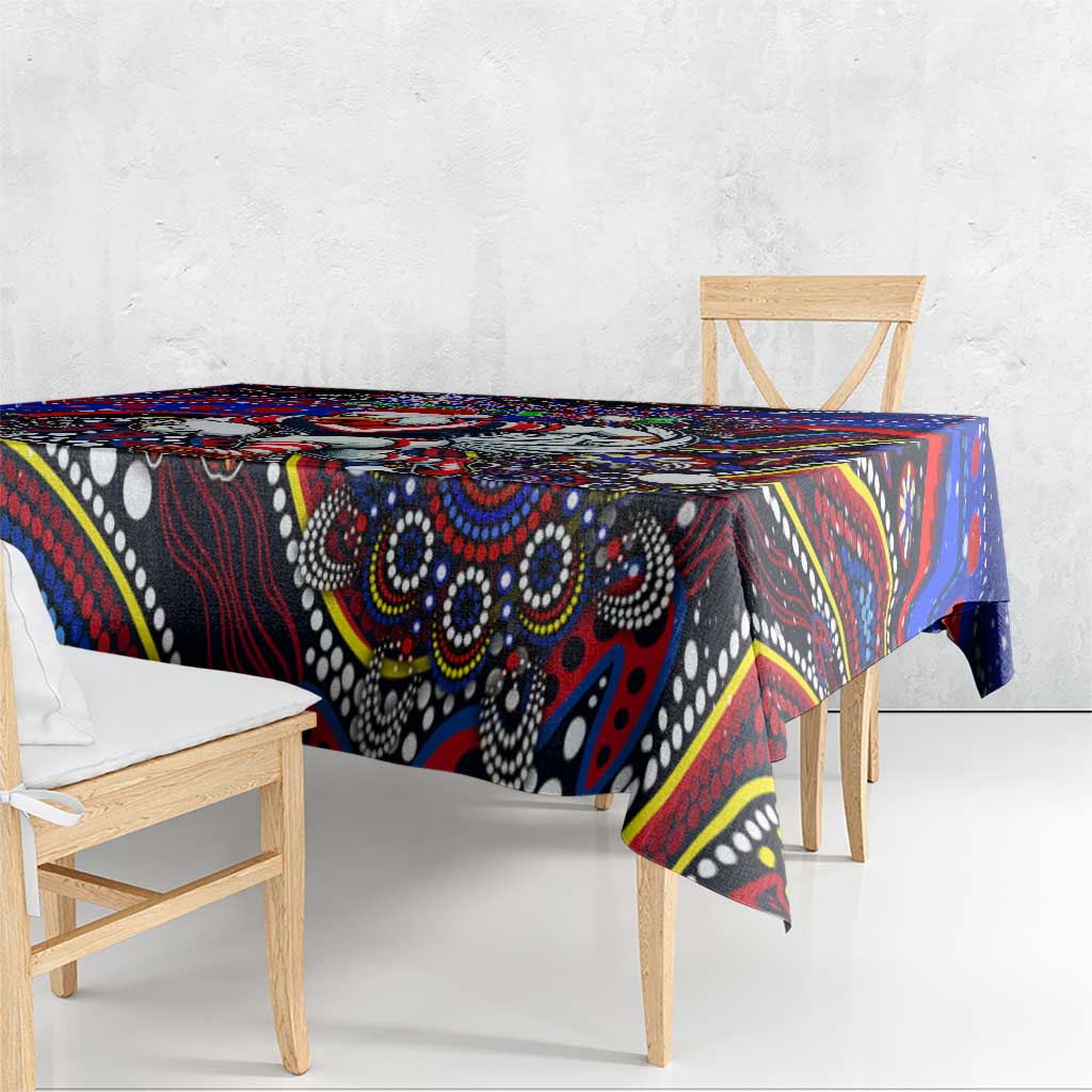 Merry Christmas Sydney Roosters Tablecloth Aboriginal Santa Rugby Mascot - Tricolours