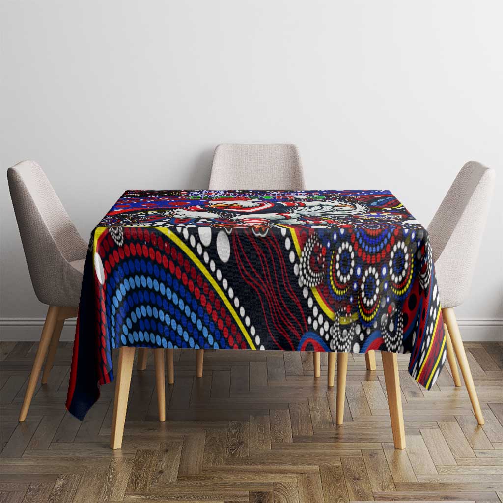 Merry Christmas Sydney Roosters Tablecloth Aboriginal Santa Rugby Mascot - Tricolours