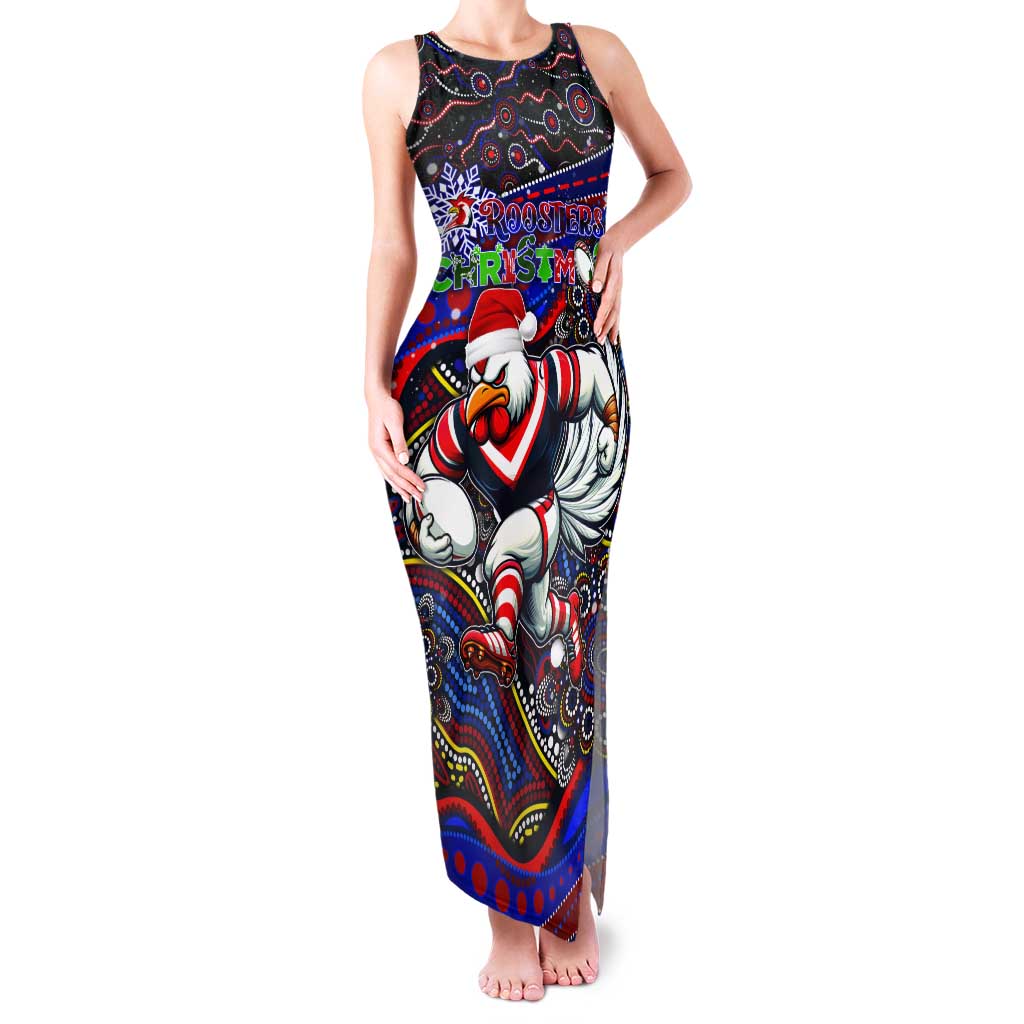 Merry Christmas Sydney Roosters Tank Maxi Dress Aboriginal Santa Rugby Mascot - Tricolours