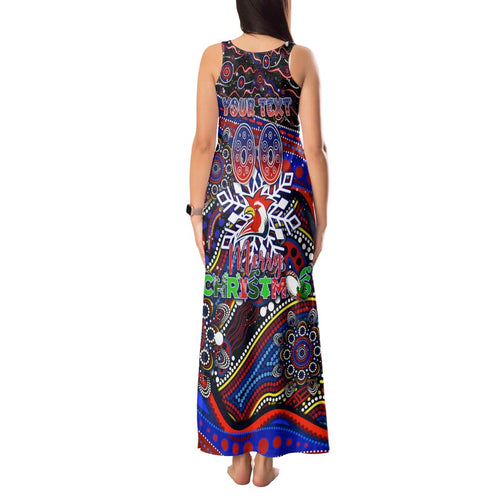 Merry Christmas Sydney Roosters Tank Maxi Dress Aboriginal Santa Rugby Mascot - Tricolours