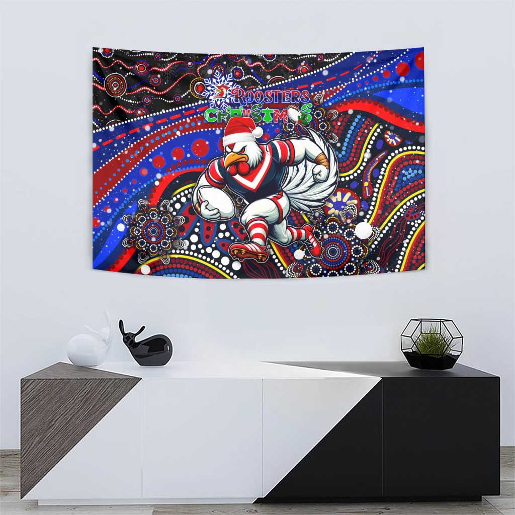 Merry Christmas Sydney Roosters Tapestry Aboriginal Santa Rugby Mascot - Tricolours