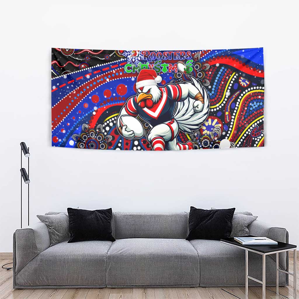 Merry Christmas Sydney Roosters Tapestry Aboriginal Santa Rugby Mascot - Tricolours