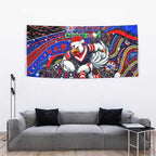 Merry Christmas Sydney Roosters Tapestry Aboriginal Santa Rugby Mascot - Tricolours