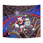 Merry Christmas Sydney Roosters Tapestry Aboriginal Santa Rugby Mascot - Tricolours