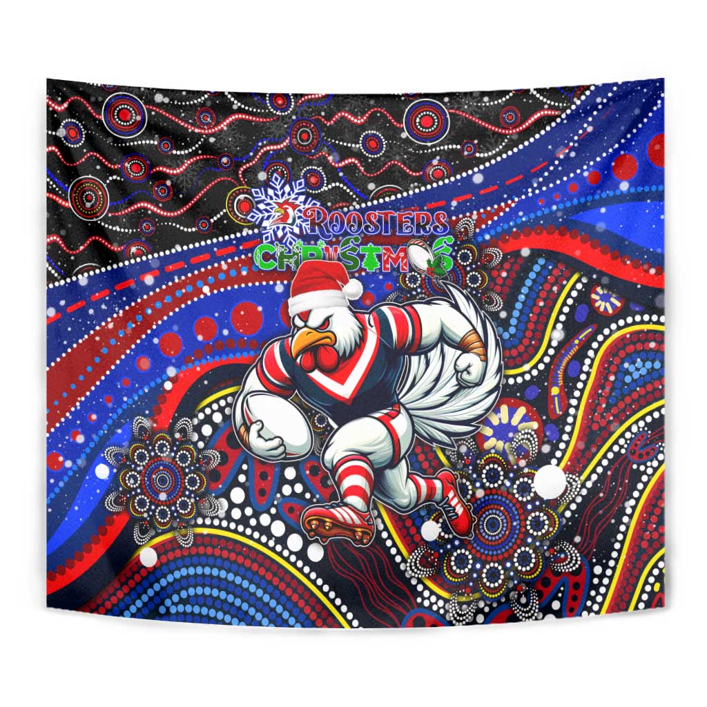 Merry Christmas Sydney Roosters Tapestry Aboriginal Santa Rugby Mascot - Tricolours
