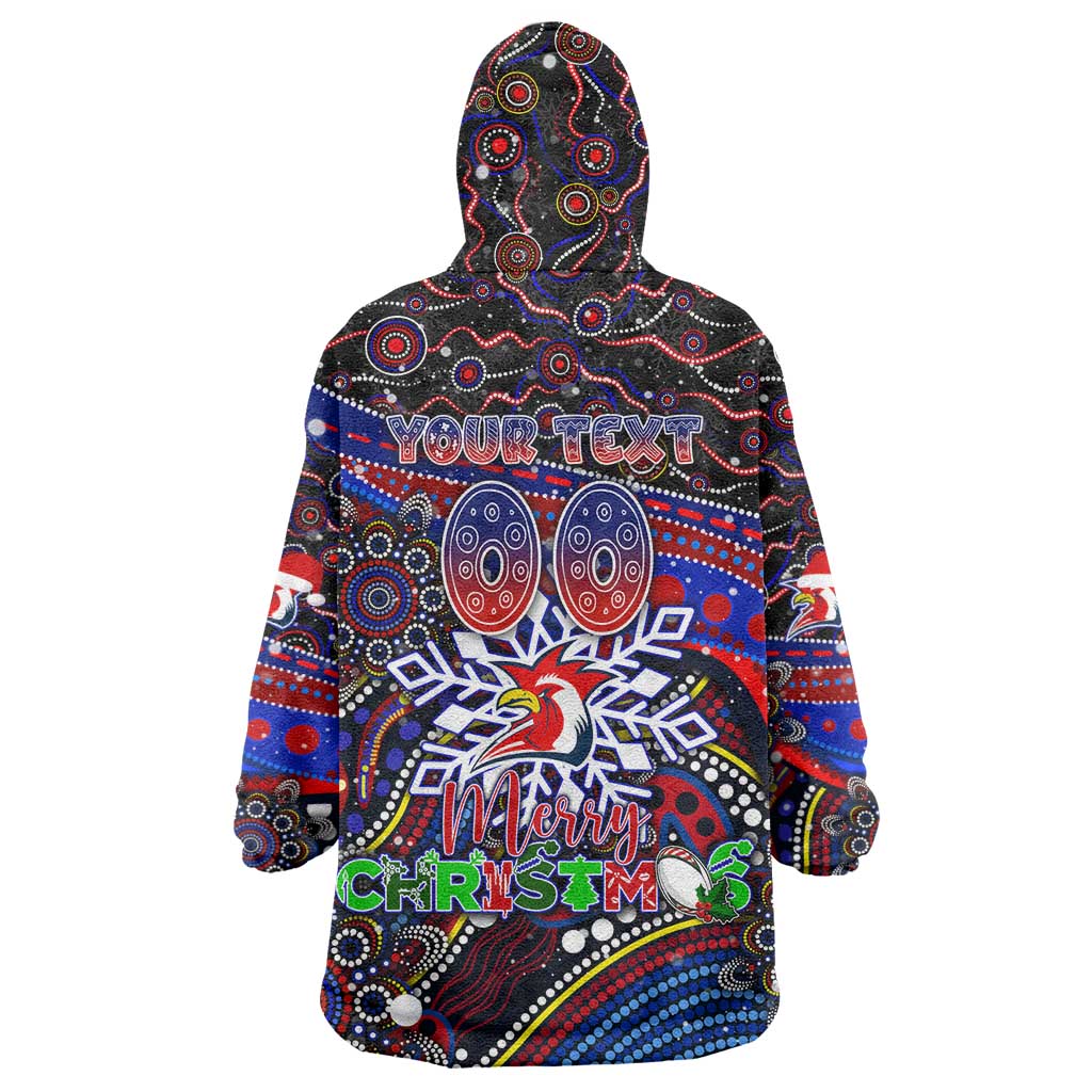 Merry Christmas Sydney Roosters Wearable Blanket Hoodie Aboriginal Santa Rugby Mascot - Tricolours