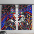 Merry Christmas Sydney Roosters Window Curtain Aboriginal Santa Rugby Mascot - Tricolours