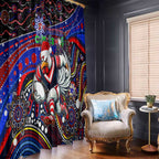 Merry Christmas Sydney Roosters Window Curtain Aboriginal Santa Rugby Mascot - Tricolours