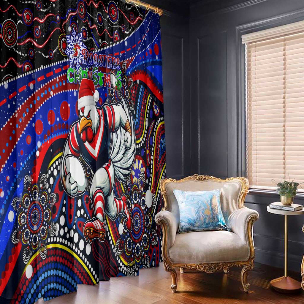 Merry Christmas Sydney Roosters Window Curtain Aboriginal Santa Rugby Mascot - Tricolours