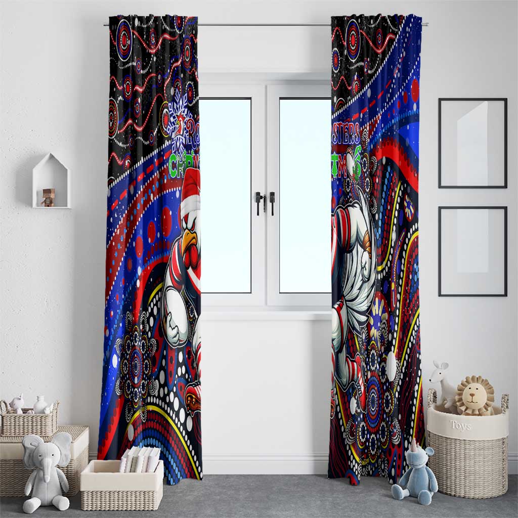 Merry Christmas Sydney Roosters Window Curtain Aboriginal Santa Rugby Mascot - Tricolours