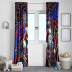 Merry Christmas Sydney Roosters Window Curtain Aboriginal Santa Rugby Mascot - Tricolours
