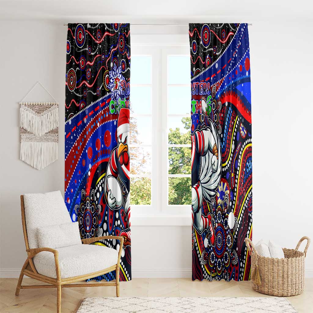 Merry Christmas Sydney Roosters Window Curtain Aboriginal Santa Rugby Mascot - Tricolours