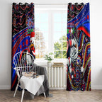 Merry Christmas Sydney Roosters Window Curtain Aboriginal Santa Rugby Mascot - Tricolours