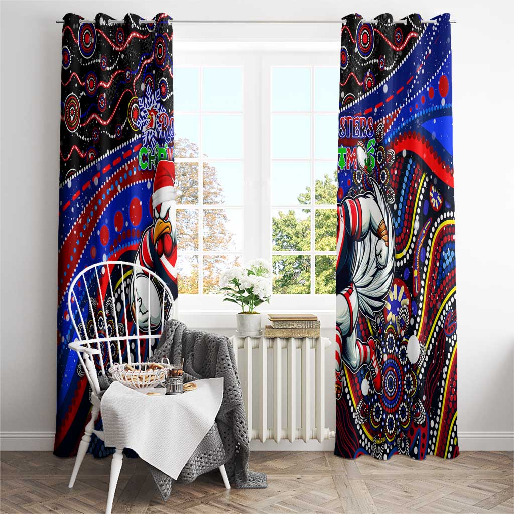 Merry Christmas Sydney Roosters Window Curtain Aboriginal Santa Rugby Mascot - Tricolours