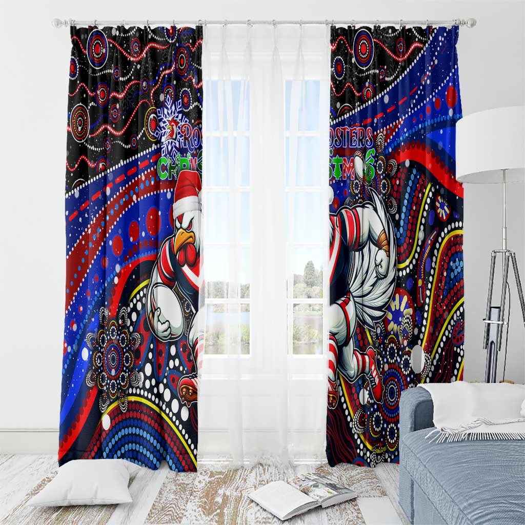 Merry Christmas Sydney Roosters Window Curtain Aboriginal Santa Rugby Mascot - Tricolours