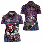 Merry Christmas Sydney Roosters Women Polo Shirt Aboriginal Santa Rugby Mascot - Tricolours