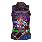 Merry Christmas Sydney Roosters Women Sleeveless Polo Shirt Aboriginal Santa Rugby Mascot - Tricolours