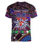 Merry Christmas Sydney Roosters Women V-Neck T-Shirt Aboriginal Santa Rugby Mascot - Tricolours