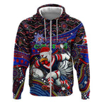 Merry Christmas Sydney Roosters Zip Hoodie Aboriginal Santa Rugby Mascot - Tricolours