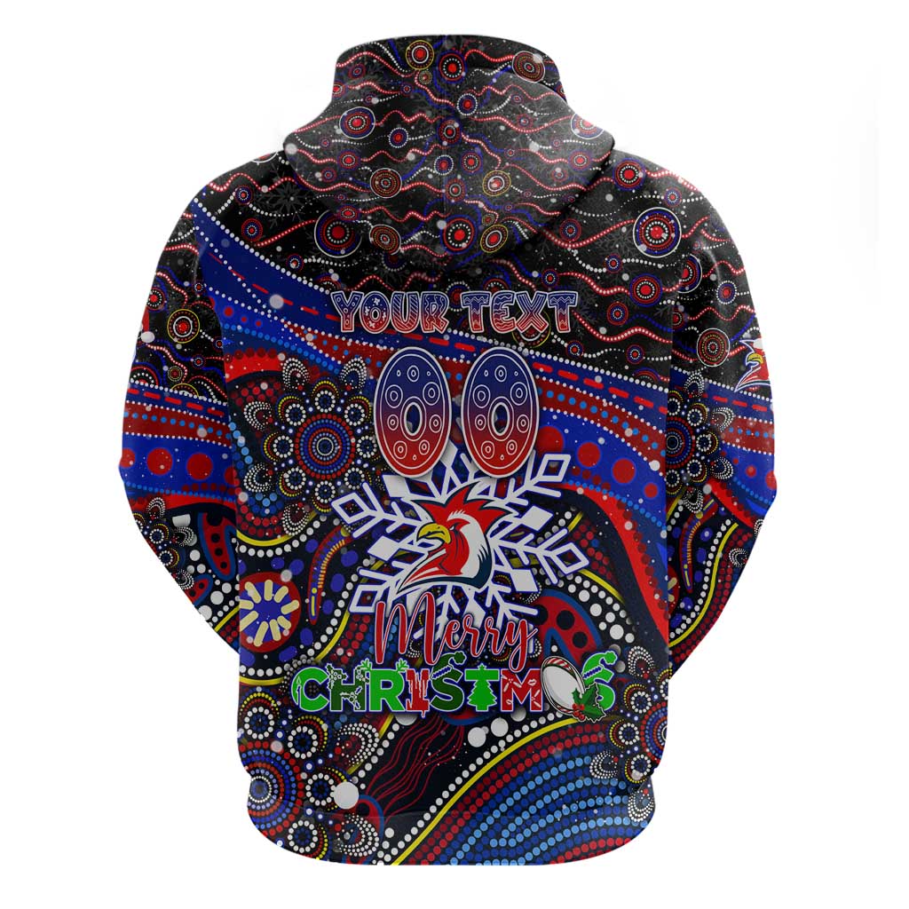 Merry Christmas Sydney Roosters Zip Hoodie Aboriginal Santa Rugby Mascot - Tricolours