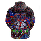 Merry Christmas Sydney Roosters Zip Hoodie Aboriginal Santa Rugby Mascot - Tricolours