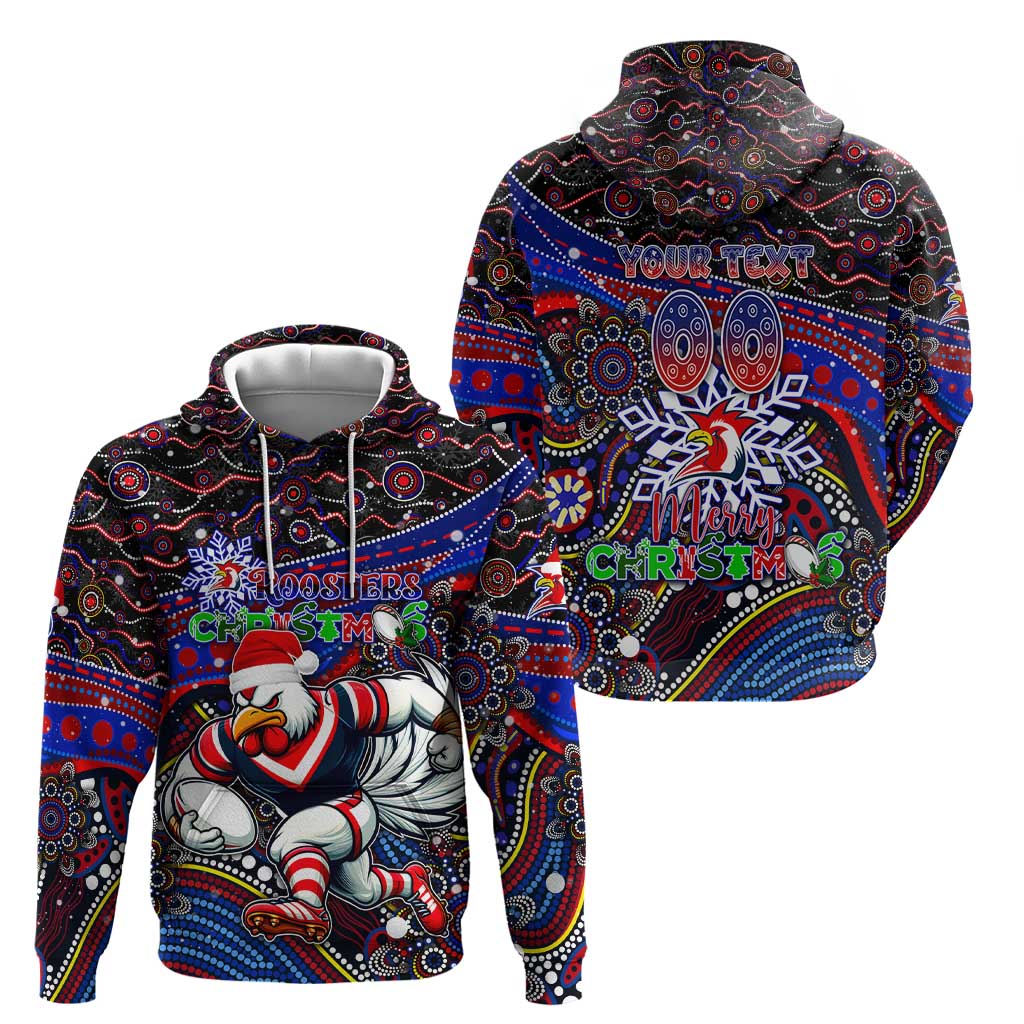 Merry Christmas Sydney Roosters Zip Hoodie Aboriginal Santa Rugby Mascot - Tricolours