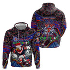 Merry Christmas Sydney Roosters Zip Hoodie Aboriginal Santa Rugby Mascot - Tricolours
