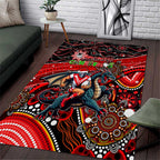 Merry Christmas Dragons Area Rug Aboriginal Santa Rugby Mascot - St George Illawarra