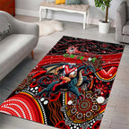 Merry Christmas Dragons Area Rug Aboriginal Santa Rugby Mascot - St George Illawarra