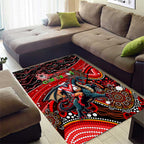 Merry Christmas Dragons Area Rug Aboriginal Santa Rugby Mascot - St George Illawarra