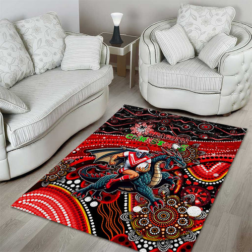 Merry Christmas Dragons Area Rug Aboriginal Santa Rugby Mascot - St George Illawarra