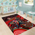 Merry Christmas Dragons Area Rug Aboriginal Santa Rugby Mascot - St George Illawarra