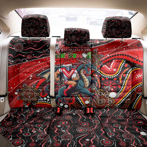 Merry Christmas Dragons Back Car Seat Cover Aboriginal Santa Rugby Mascot - St George Illawarra