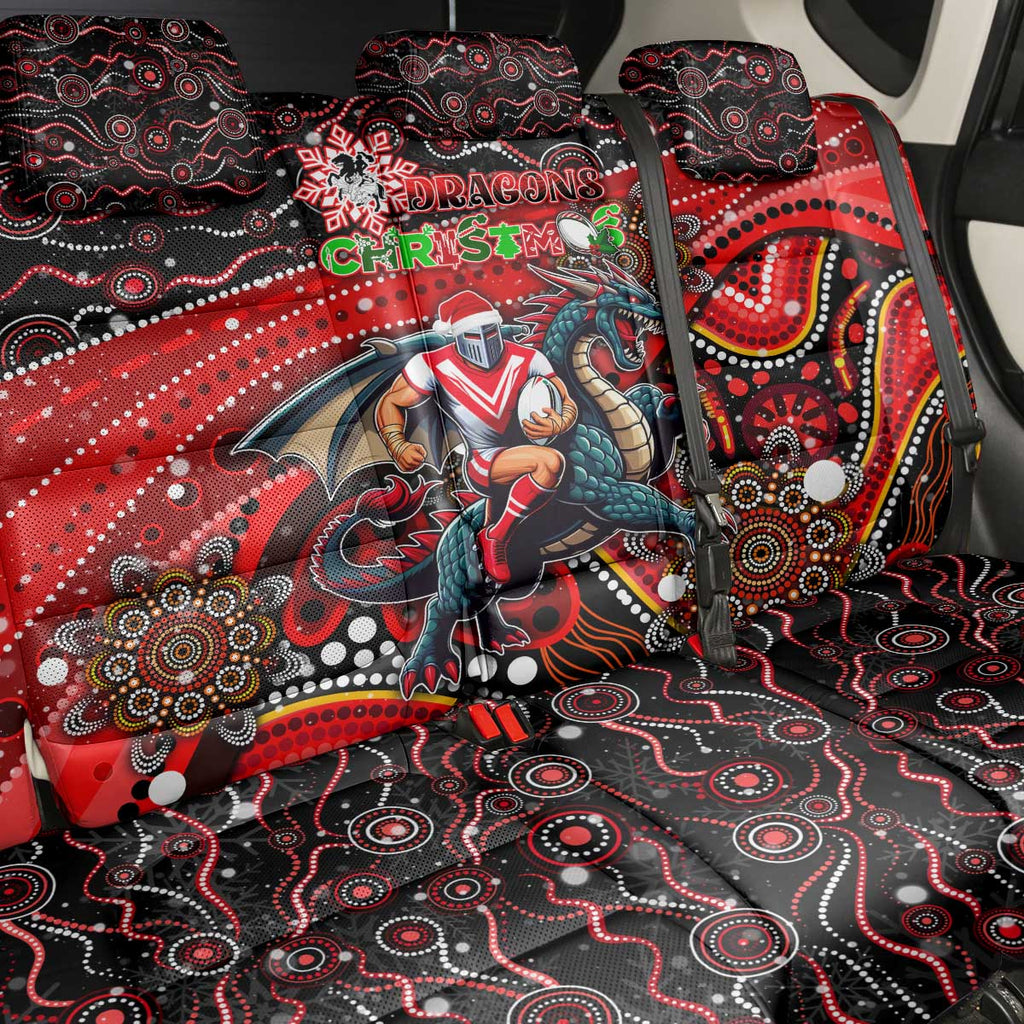 Merry Christmas Dragons Back Car Seat Cover Aboriginal Santa Rugby Mascot - St George Illawarra