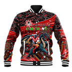 Merry Christmas Dragons Baseball Jacket Aboriginal Santa Rugby Mascot - St George Illawarra