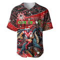 Merry Christmas Dragons Baseball Jersey Aboriginal Santa Rugby Mascot - St George Illawarra