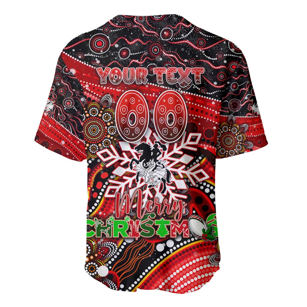 Merry Christmas Dragons Baseball Jersey Aboriginal Santa Rugby Mascot - St George Illawarra