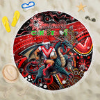 Merry Christmas Dragons Beach Blanket Aboriginal Santa Rugby Mascot - St George Illawarra