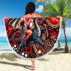 Merry Christmas Dragons Beach Blanket Aboriginal Santa Rugby Mascot - St George Illawarra