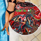 Merry Christmas Dragons Beach Blanket Aboriginal Santa Rugby Mascot - St George Illawarra
