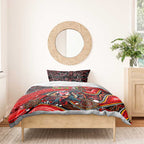 Merry Christmas Dragons Bedding Set Aboriginal Santa Rugby Mascot - St George Illawarra