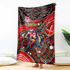 Merry Christmas Dragons Blanket Aboriginal Santa Rugby Mascot - St George Illawarra