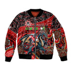 Merry Christmas Dragons Bomber Jacket Aboriginal Santa Rugby Mascot - St George Illawarra