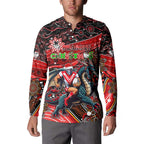 Merry Christmas Dragons Button Sweatshirt Aboriginal Santa Rugby Mascot - St George Illawarra