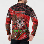 Merry Christmas Dragons Button Sweatshirt Aboriginal Santa Rugby Mascot - St George Illawarra