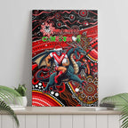 Merry Christmas Dragons Canvas Wall Art Aboriginal Santa Rugby Mascot - St George Illawarra