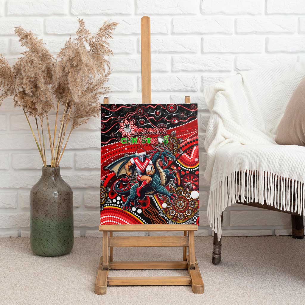 Merry Christmas Dragons Canvas Wall Art Aboriginal Santa Rugby Mascot - St George Illawarra